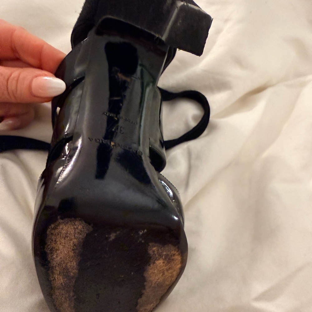 Balenciaga Ghesquiere Era Black Patent & Suede Platform Wrap Heels Rare - Picture 13 of 15
